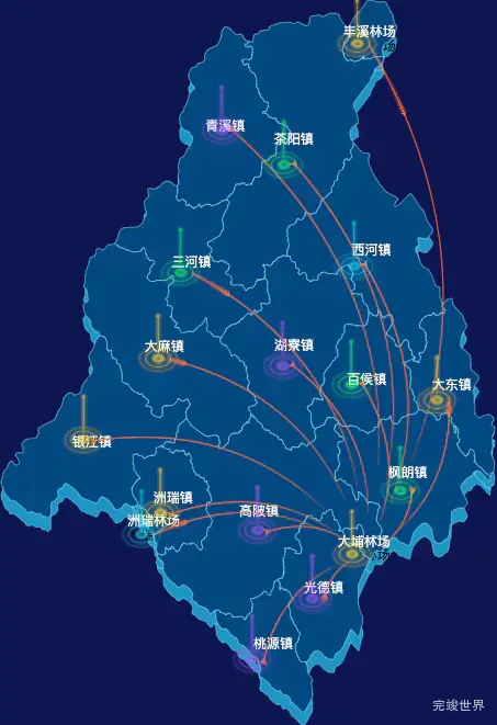 echarts梅州市大埔县geoJson地图迁徙图