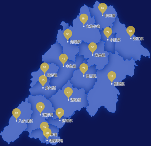 echarts梅州市丰顺县geoJson地图水滴状气泡图