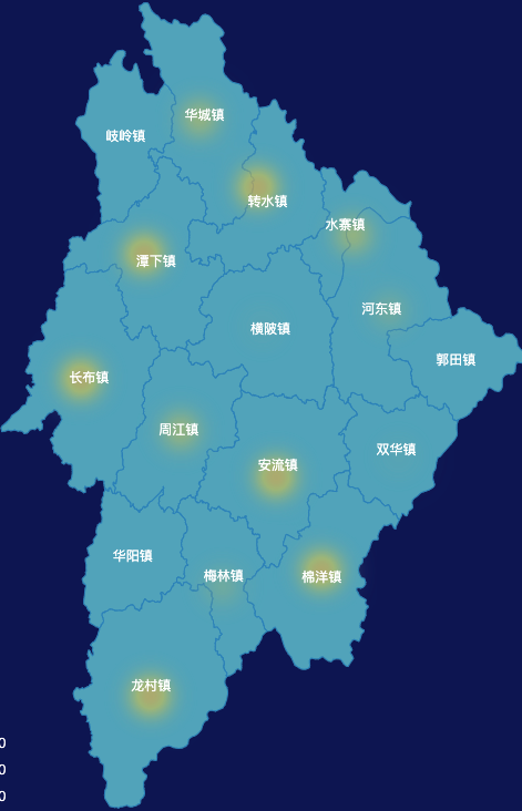 echarts梅州市五华县geoJson地图热力图