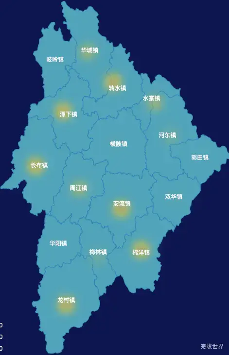 echarts梅州市五华县geoJson地图热力图