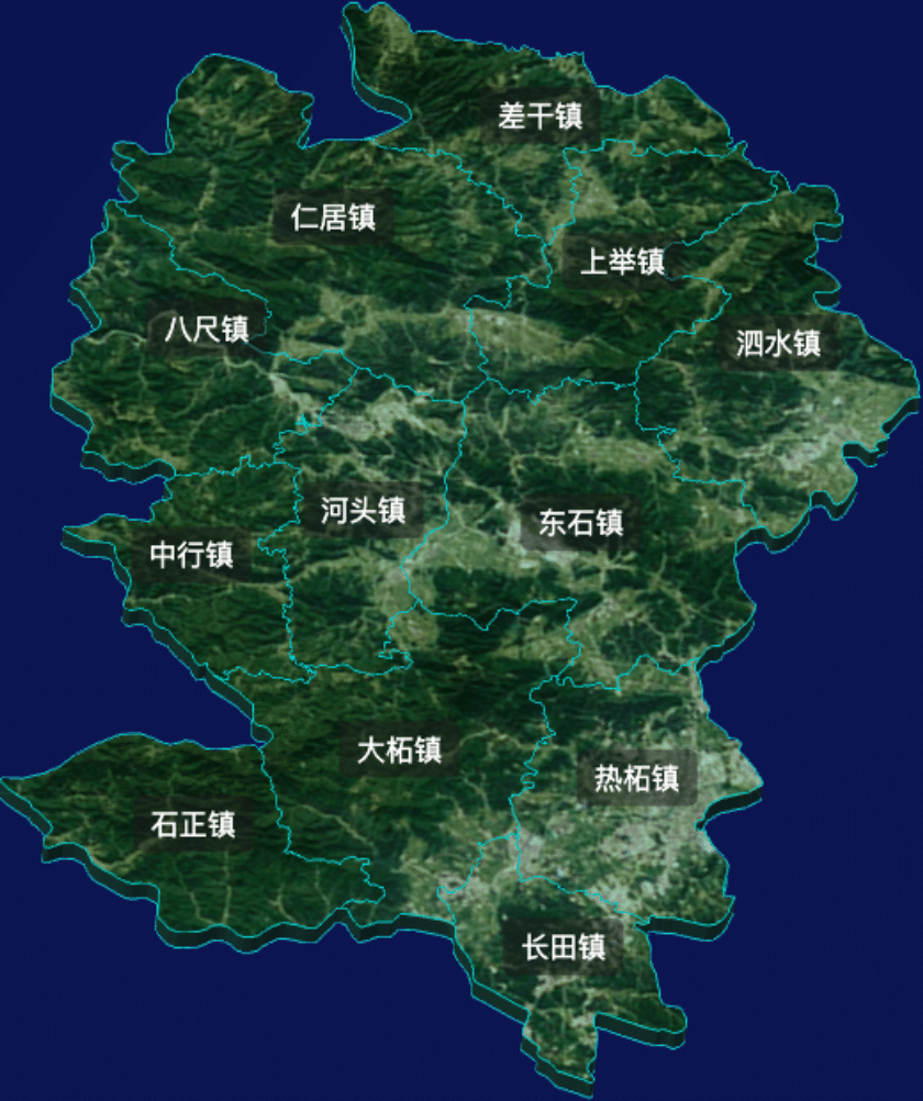threejs梅州市平远县geoJson地图3d地图自定义贴图加CSS2D标签