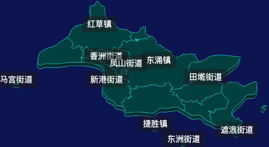 threejs汕尾市城区geoJson地图3d地图css2d标签