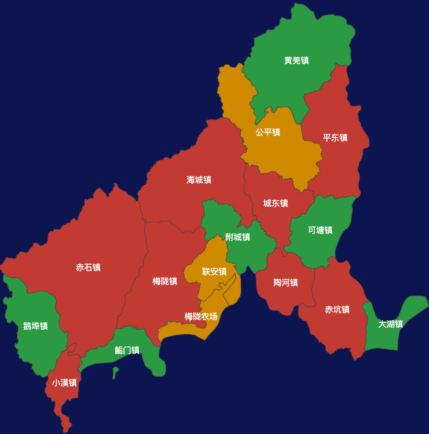 echarts汕尾市海丰县geoJson地图定义颜色