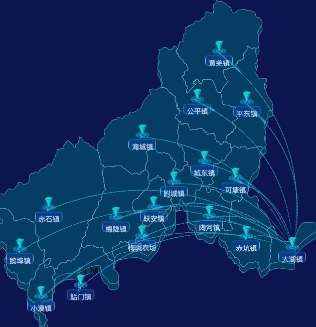 echarts汕尾市海丰县geoJson地图label样式自定义