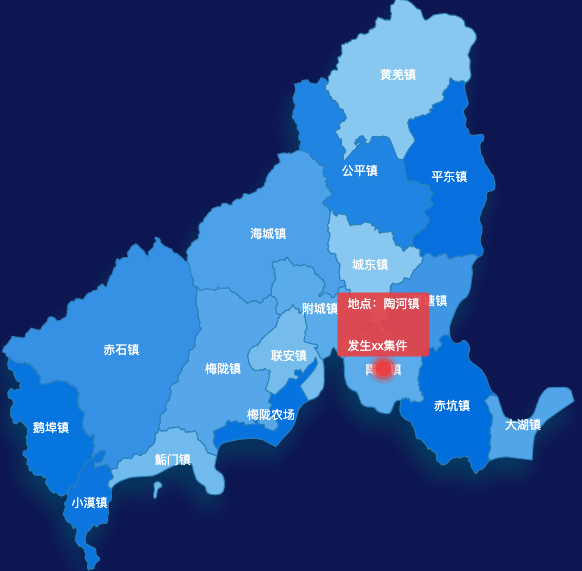 echarts汕尾市海丰县geoJson地图 tooltip轮播