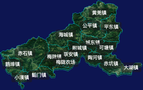 threejs汕尾市海丰县geoJson地图3d地图自定义贴图加CSS2D标签