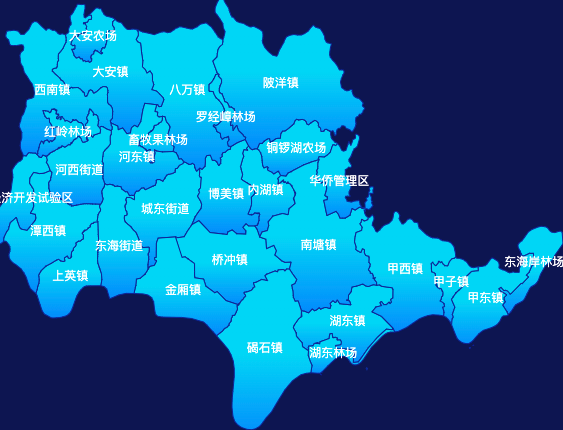 echarts汕尾市陆丰市geoJson地图局部颜色渐变