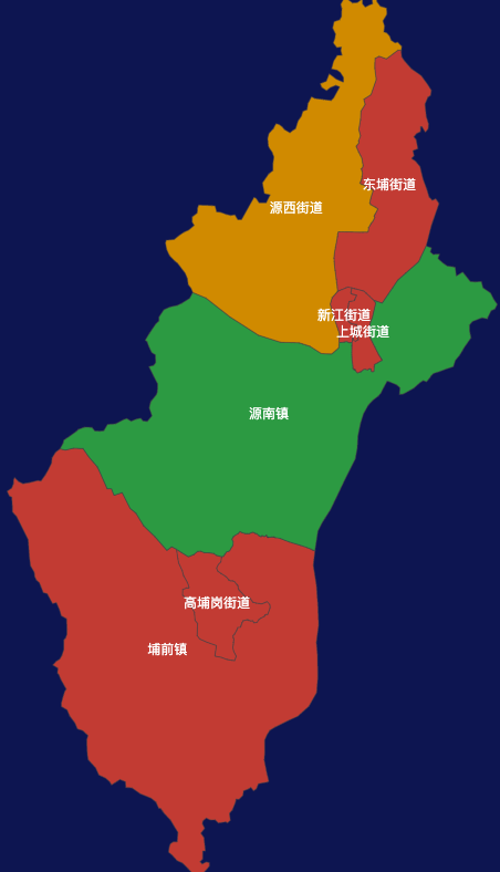 echarts河源市源城区geoJson地图定义颜色