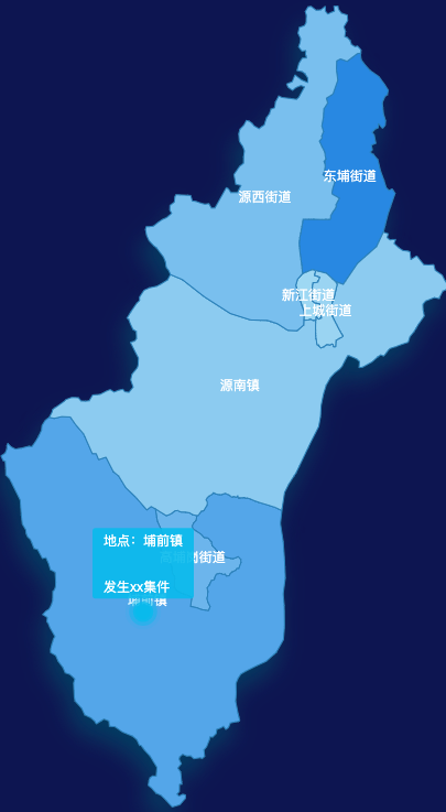 echarts河源市源城区geoJson地图 tooltip轮播