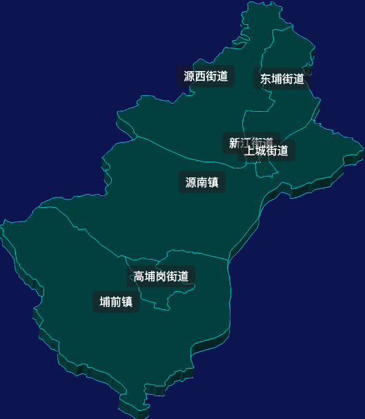 threejs河源市源城区geoJson地图3d地图自定义贴图加CSS2D标签