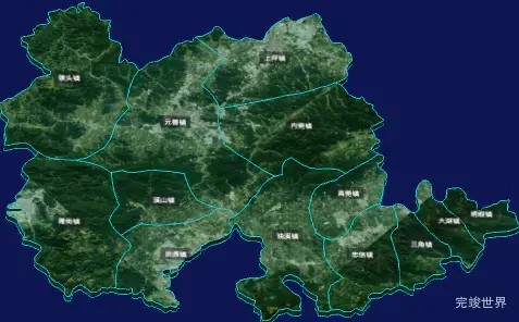 threejs河源市连平县geoJson地图3d地图自定义贴图加CSS3D标签