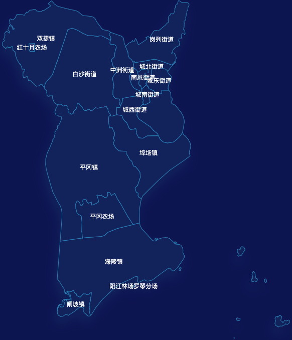 echarts阳江市江城区geoJson地图点击地图获取经纬度演示实例 - 完竣世界