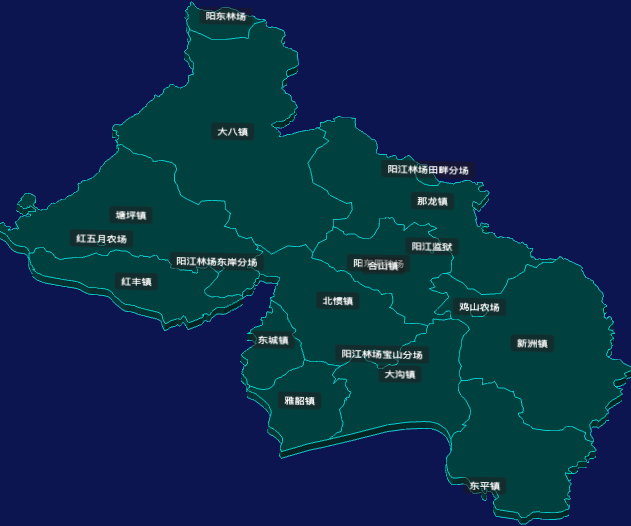 threejs阳江市阳东区geoJson地图3d地图CSS3D标签