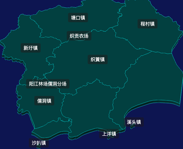 threejs阳江市阳西县geoJson地图3d地图css2d标签