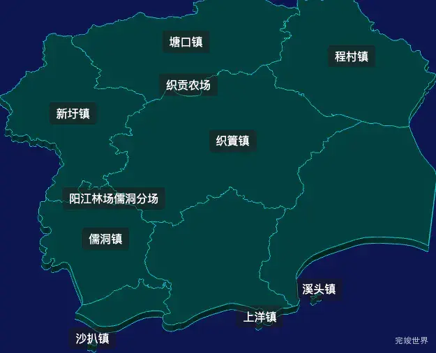threejs阳江市阳西县geoJson地图3d地图css2d标签