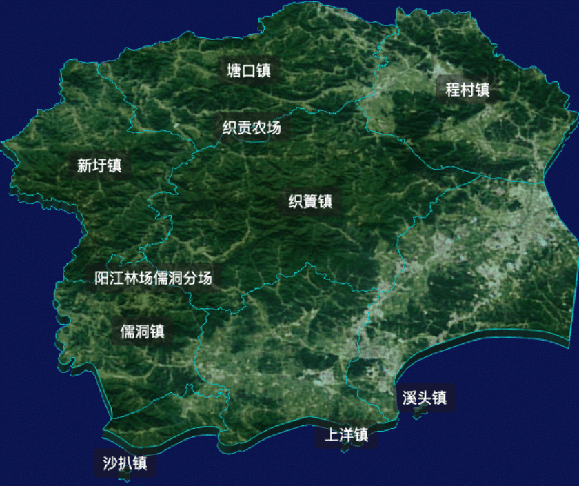 threejs阳江市阳西县geoJson地图3d地图自定义贴图加CSS2D标签