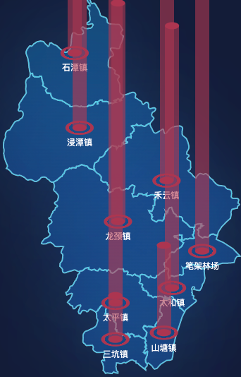 echarts清远市清新区geoJson地图添加柱状图