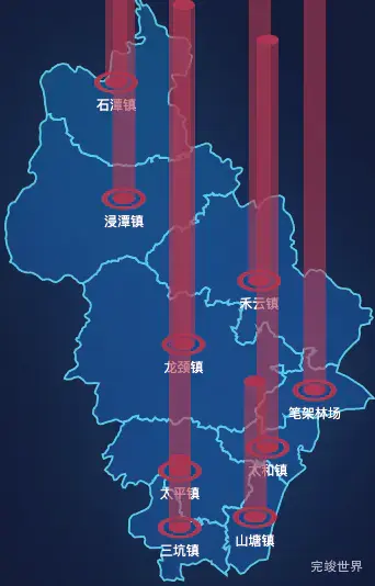 echarts清远市清新区geoJson地图添加柱状图