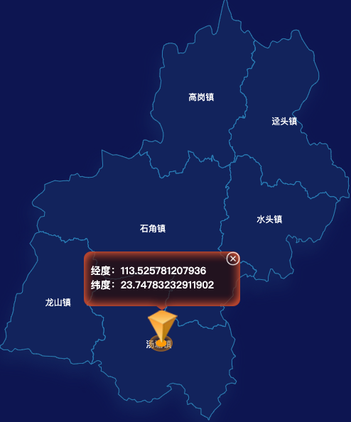 echarts清远市佛冈县geoJson地图根据经纬度显示自定义html弹窗