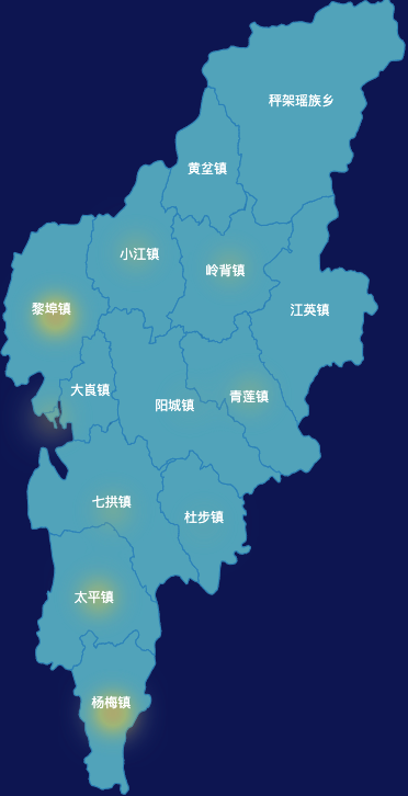 echarts清远市阳山县geoJson地图热力图