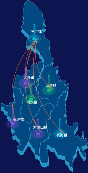 echarts清远市连南瑶族自治县geoJson地图迁徙图