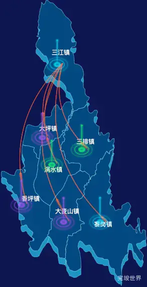 echarts清远市连南瑶族自治县geoJson地图迁徙图