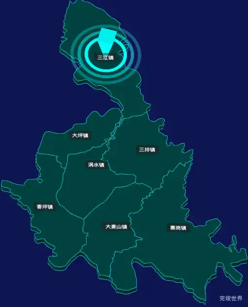 threejs清远市连南瑶族自治县geoJson地图3d地图添加旋转棱锥