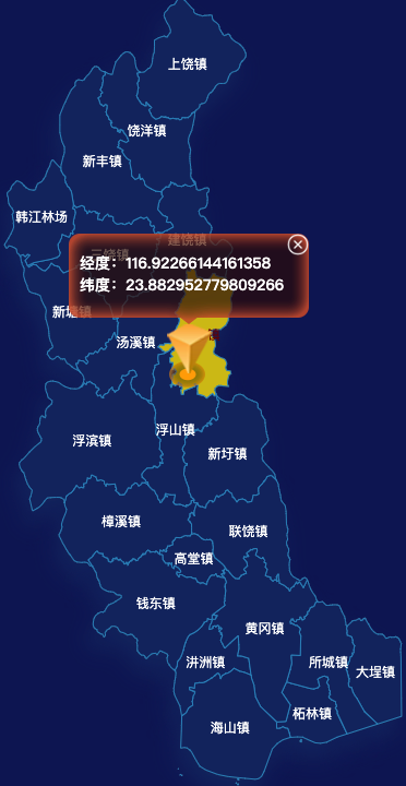 echarts潮州市饶平县geoJson地图点击地图获取经纬度