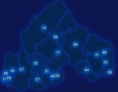 echarts揭阳市揭东区geoJson地图圆形波纹状气泡图