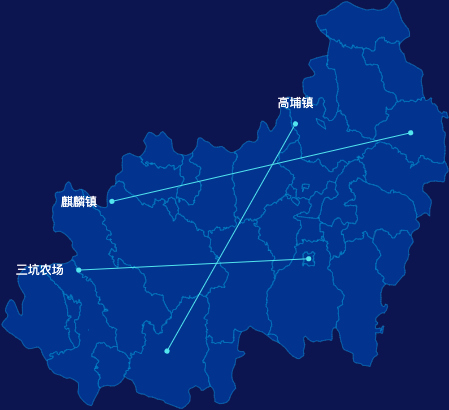 echarts揭阳市普宁市geoJson地图自定义引导线