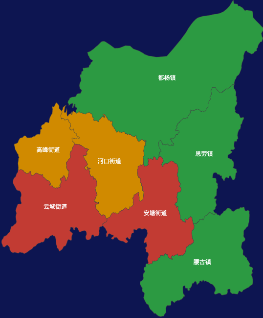 echarts云浮市云城区geoJson地图定义颜色