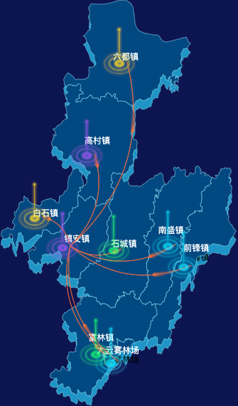 echarts云浮市云安区geoJson地图迁徙图
