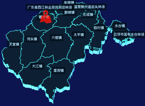 echarts云浮市新兴县geoJson地图3d地图自定义图标