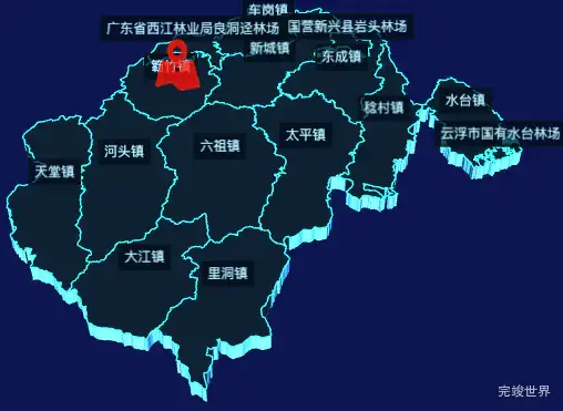 echarts云浮市新兴县geoJson地图3d地图自定义图标