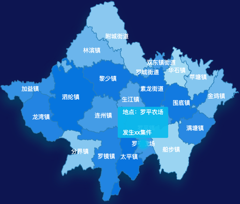 echarts云浮市罗定市geoJson地图 tooltip轮播