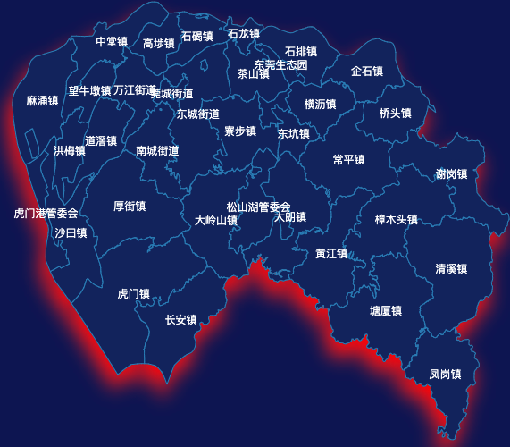 echarts东莞市geoJson地图阴影
