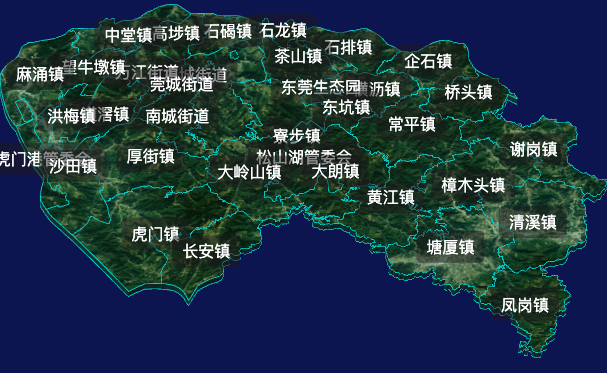 threejs东莞市geoJson地图3d地图自定义贴图加CSS2D标签