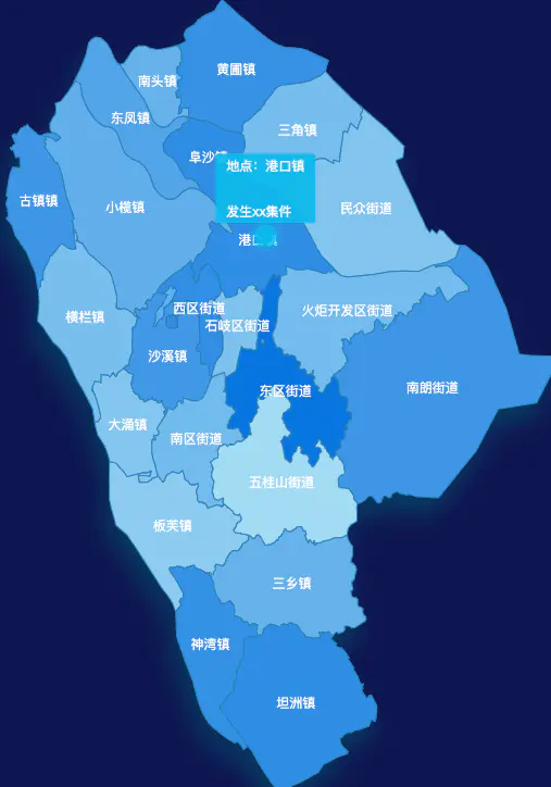 echarts中山市geoJson地图 tooltip轮播