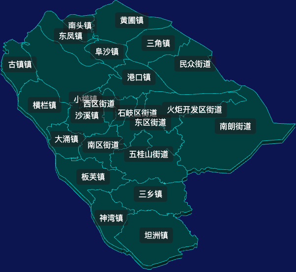 threejs中山市geoJson地图3d地图css2d标签