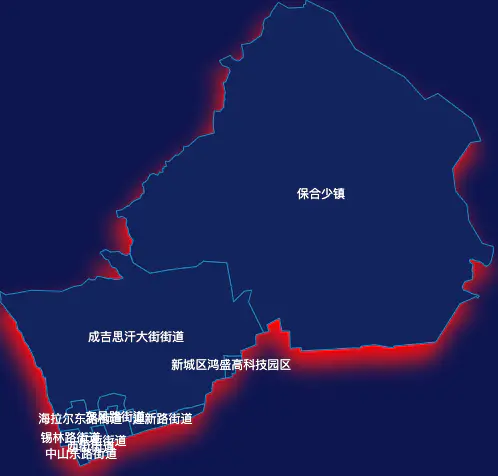 echarts呼和浩特市新城区geoJson地图阴影