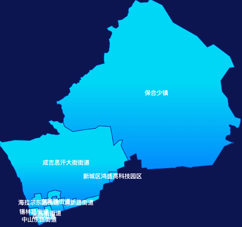 echarts呼和浩特市新城区geoJson地图局部颜色渐变