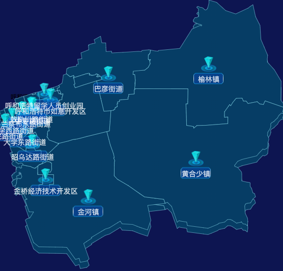 echarts呼和浩特市赛罕区geoJson地图点击跳转到指定页面