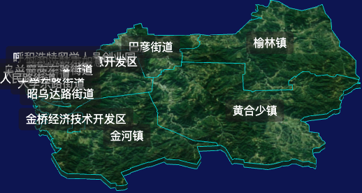 threejs呼和浩特市赛罕区geoJson地图3d地图自定义贴图加CSS2D标签