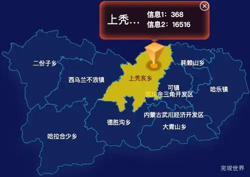 echarts呼和浩特市武川县geoJson地图点击弹出自定义弹窗
