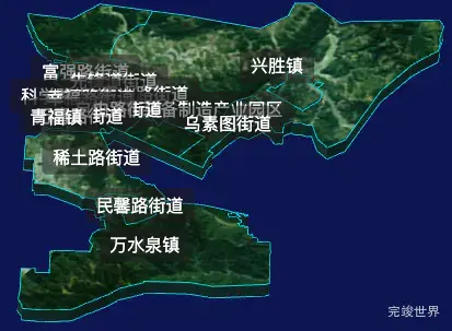 threejs包头市青山区geoJson地图3d地图自定义贴图加CSS2D标签