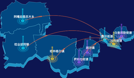 echarts包头市九原区geoJson地图迁徙图
