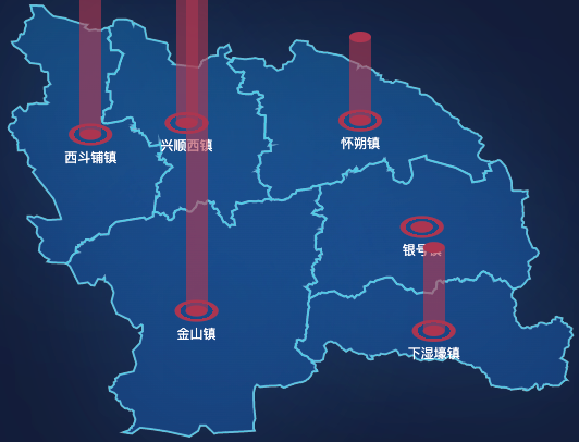 echarts包头市固阳县geoJson地图添加柱状图