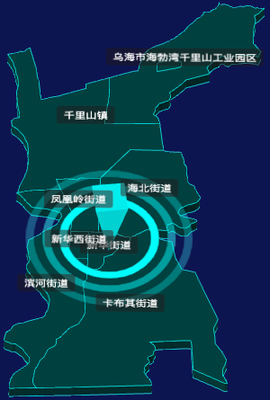 threejs乌海市海勃湾区geoJson地图3d地图添加旋转棱锥