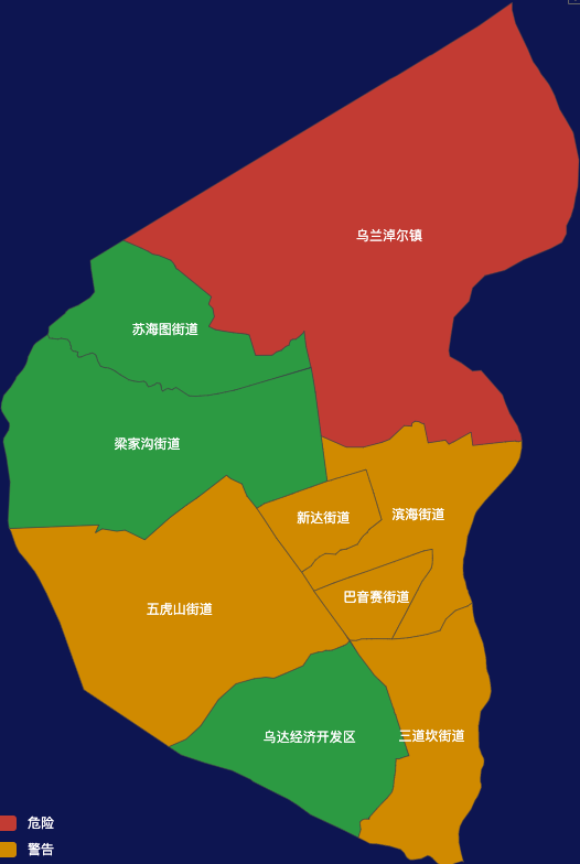 echarts乌海市乌达区geoJson地图定义颜色