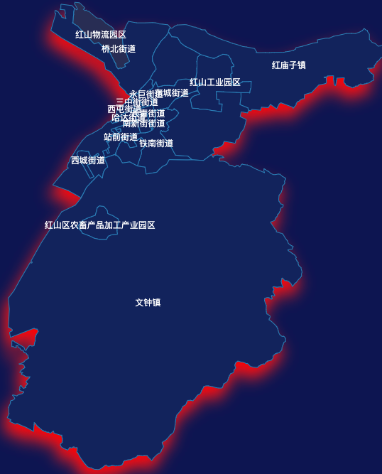 echarts赤峰市红山区geoJson地图阴影
